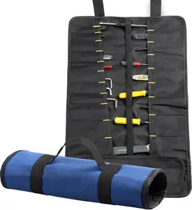 22 pocket Tool Bag Canvas Wrench Roll Up Pouch/ Pliers Roller Compartments Organizers/Small Socket Bags/Tool Roll Organizer For Mechanic,Electrician & Hobbyist