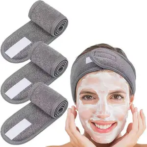 3Pcs Adjustable Women's Spa Facial Headband, Headband Set, Shower & Makeup Hair Tie Suitable For Washing Face, Soft Towel & Hair Styling Accessory Accessories