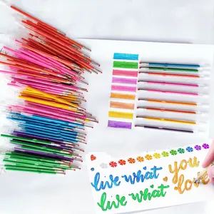 27 PCS Long-length（8.5cm） colored gel pen refills, shining and emitting 9 distinct colors (without repetition), suitable for children and adults' use in coloring books, painting, doodling, handicrafts, scrapbooks, journaling, etc.