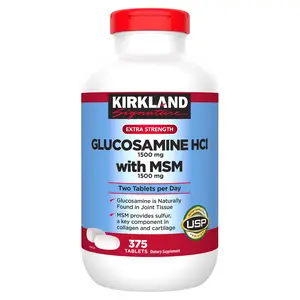 Kirkland Signature Glucosamine HCl 1500 mg with MSM 1500 mg 375 Tablets Extra Strength Joint Support Supplement for Flexibility and Cartilage Health Healthcare