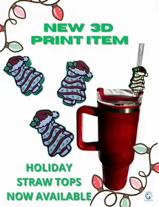 3d Printed Christmas Tree Cake Straw topper