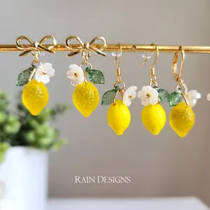 Lemon Fruit Dangle Earrings - Handmade Design