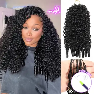 OQ HAIR Burmese Curly Crochet Hair Natural Black Machine Made Feather Crochet Human Hair Extension Miracle Knots Boho Braids #DealsForYouDays