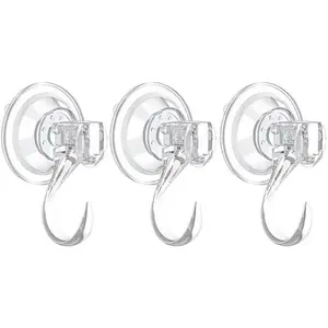 3 Pack Clear Suction Cup Wreath Hooks, Heavy-Duty  Wreath Hangers for Glass Windows Smooth Doors,  Suction Cup Hooks for Shower Bathroom kitchenware and Christmas Wreaths
