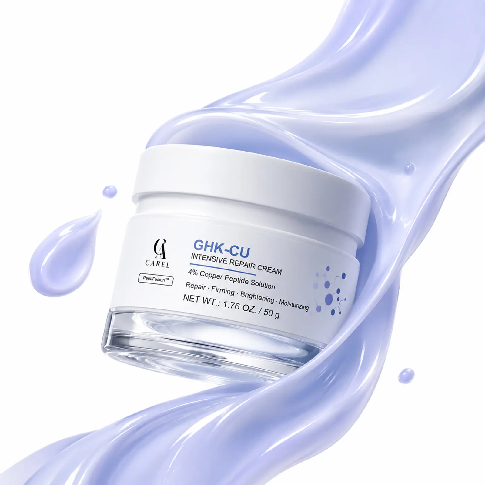 [CAREL] GHK-CU Copper Peptide Barrier Repair Cream | 4% Copper Peptide Complex + 99% High-Purity GHK-CU | Firming Face Moisturizer for Skin Barrier Support, Hydration, Radiance & Sensitive Skin | 1.76 oz