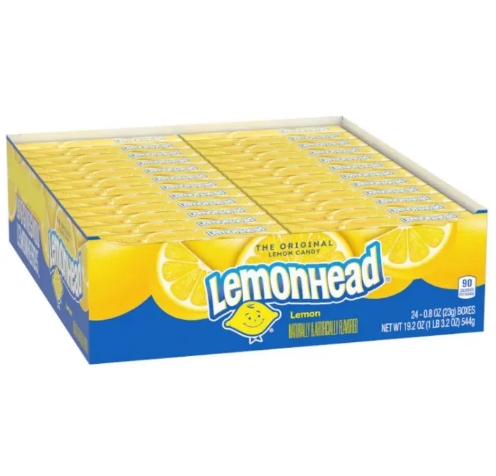 Lemonhead Hard Lemon Candy, Tangy & Sweet, 0.8 oz Boxes, 24 Ct