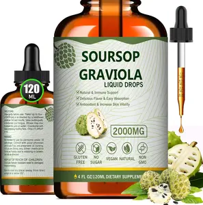 Mosslly 7-in-1 Organic Soursop Bitters Liquid Drops, Soursop Graviola Leaf Extract Liquid Drop Plus Pure, Immune Support, Bitterness Removal, 4 Fl Oz