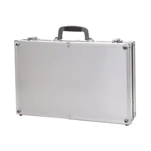 212 MAIN Silver Aluminum Packaging Case (TZ Case PKG-20 S) - 5.5x13.5x20 in. Men's Briefcase with Key Locks, Removable File, Rubber Handle, Smooth Panels, Laptop Bag