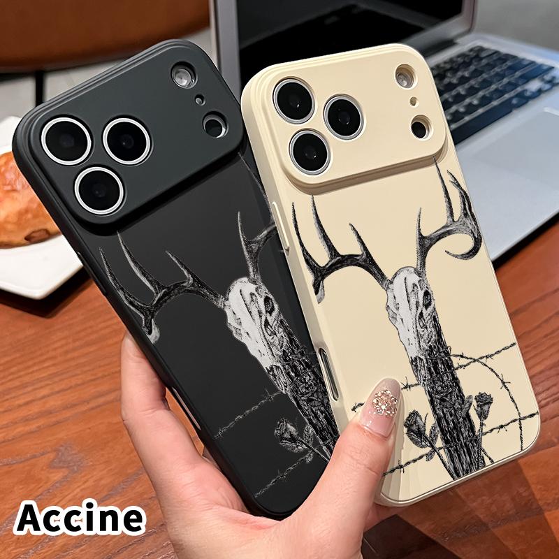 Skull, Roses, Barbed - Wire Pattern Straight Edge Phone Case Soft Phone Case for iPhone 17 16 Pro Max 15 Plus 14 13 12 11 Air XR E XS Plus Shockproof Drop Protection Rugged Durable Silicone Cover
