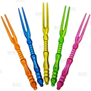 BarConic® Colorful Plastic Fork Tip Garnish Pick & Stirrer, Bar Drink Utensils for Cocktails
