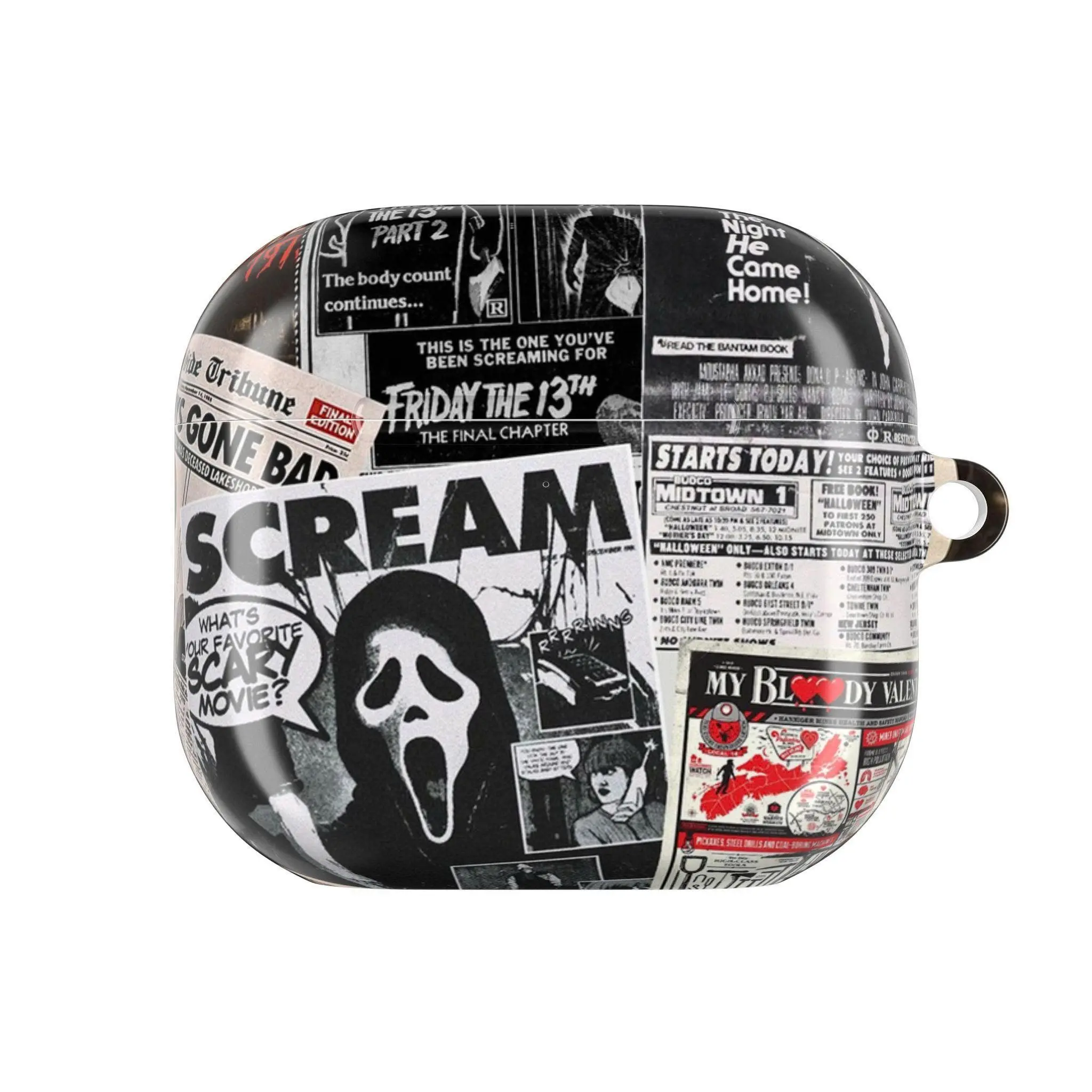Vintage Scream Halloween AirPods Case, Spooky Retro Horror Collage Earbuds Cover for AirPods Pro 1 2 3 & AirPods 1 2 3 4