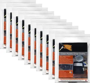 10 count Painter Plastic Drop Cloths Sheet, Anti-dust Cover,9x12  Disposable Tarp for Painting for Couch/Furniture Cover