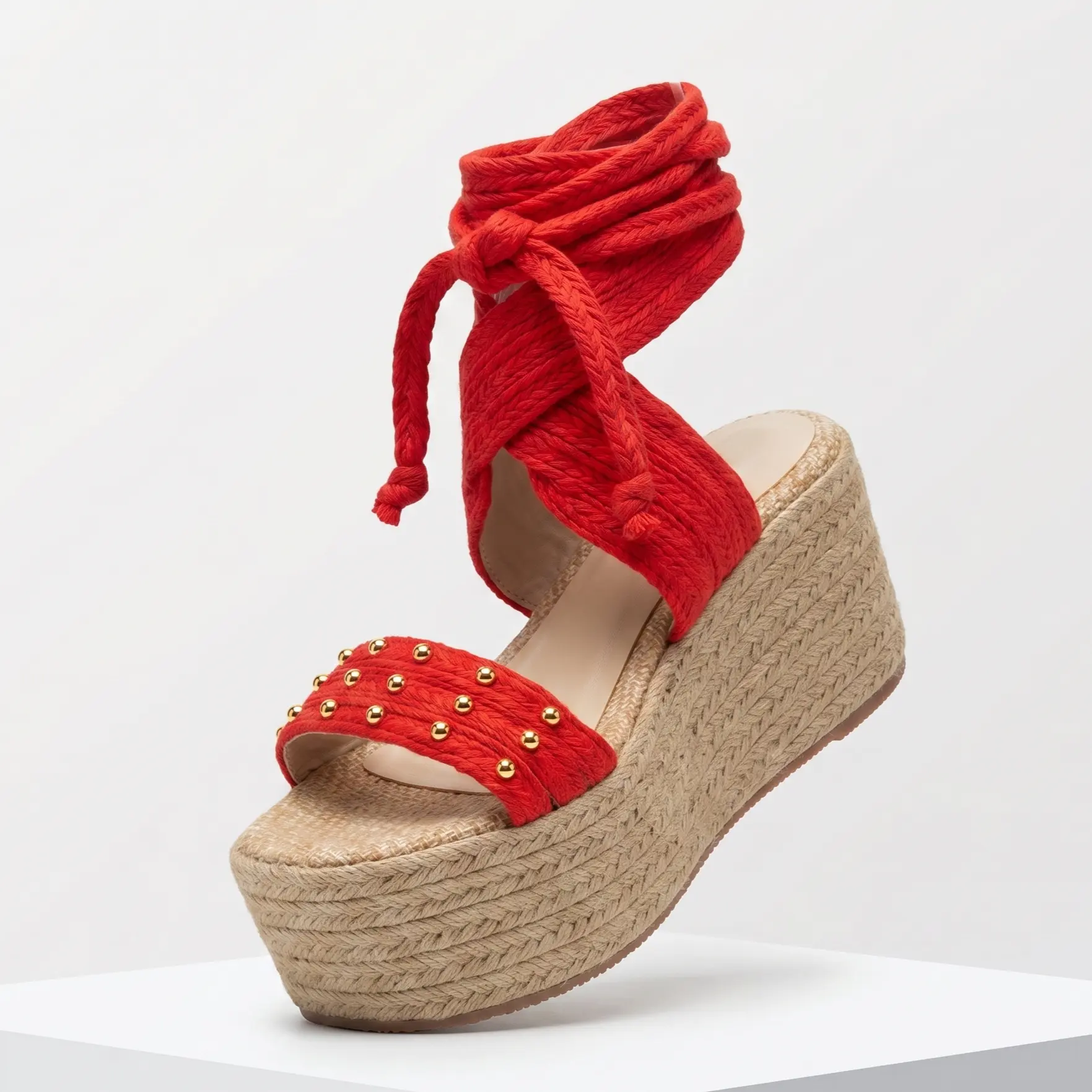 Alondra Colombian Sandals 6cm Height Wide Foot Open Toe Velcro Closure Summer Jute Handcrafted with Gold Details Ankle Strap Comfortable