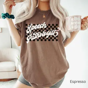 Comfort Colors Speech Language Pathologist Shirt Speech Therapist Slp Shirt Speech Therapy Gift For Therapist Communication Teacher Gift Retro Checker