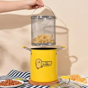 Multifunctional Frying Pot with Filter Net, Portable Outdoor Fryer, Convenient Travel Cooking Gear, Essential Camping Kitchen Tool