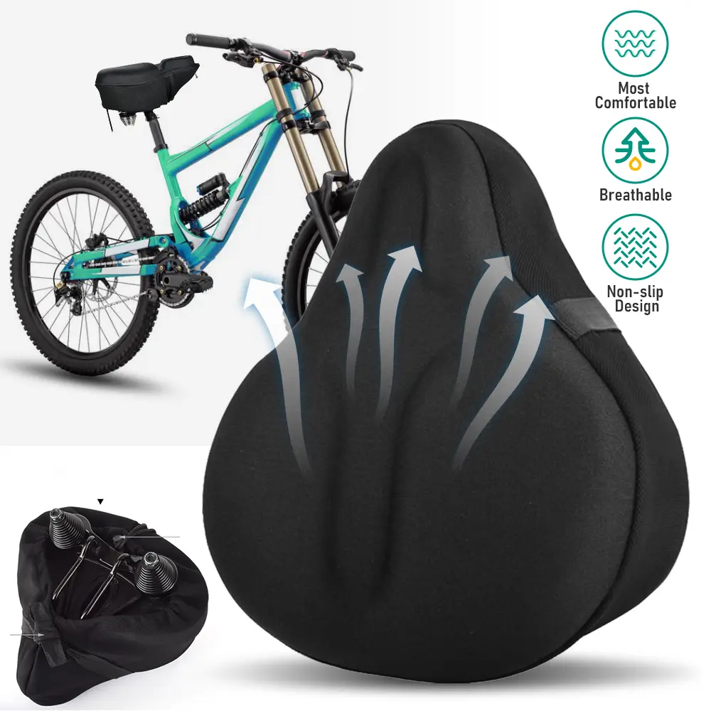 Ultra-Soft Silicone Bike Seat Cover with Breathable Ventilation & Thickened Cushion for E-Bikes, Road Bikes, Commuting & Fitness Cycling – Universal Fit, Easy Install, Sweat-Resistant