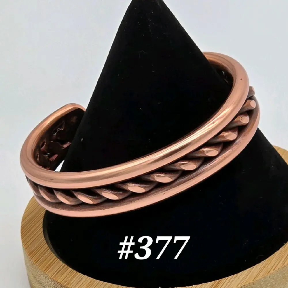 #377 Pure Copper 5 7/8" x 9/16"   Hand-Woven Cuff Bracelet Handmade Artisan Jewelry Unisex Gift Ready Open Cuff Design Comfortable Daily Wear
