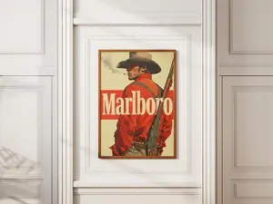 Vintage Cigarette Western Cowboy Poster Print - Retro Marlboro Print - Vintage Marlboro Art Print - Vintage Cowboy Posters