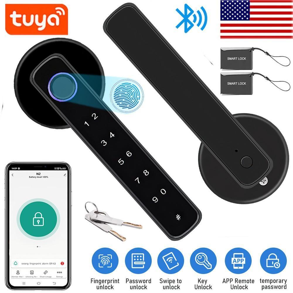 vUpgraded Door Lock Biometric Fingerprint Bluetooth Password Keyless Keypad Entry