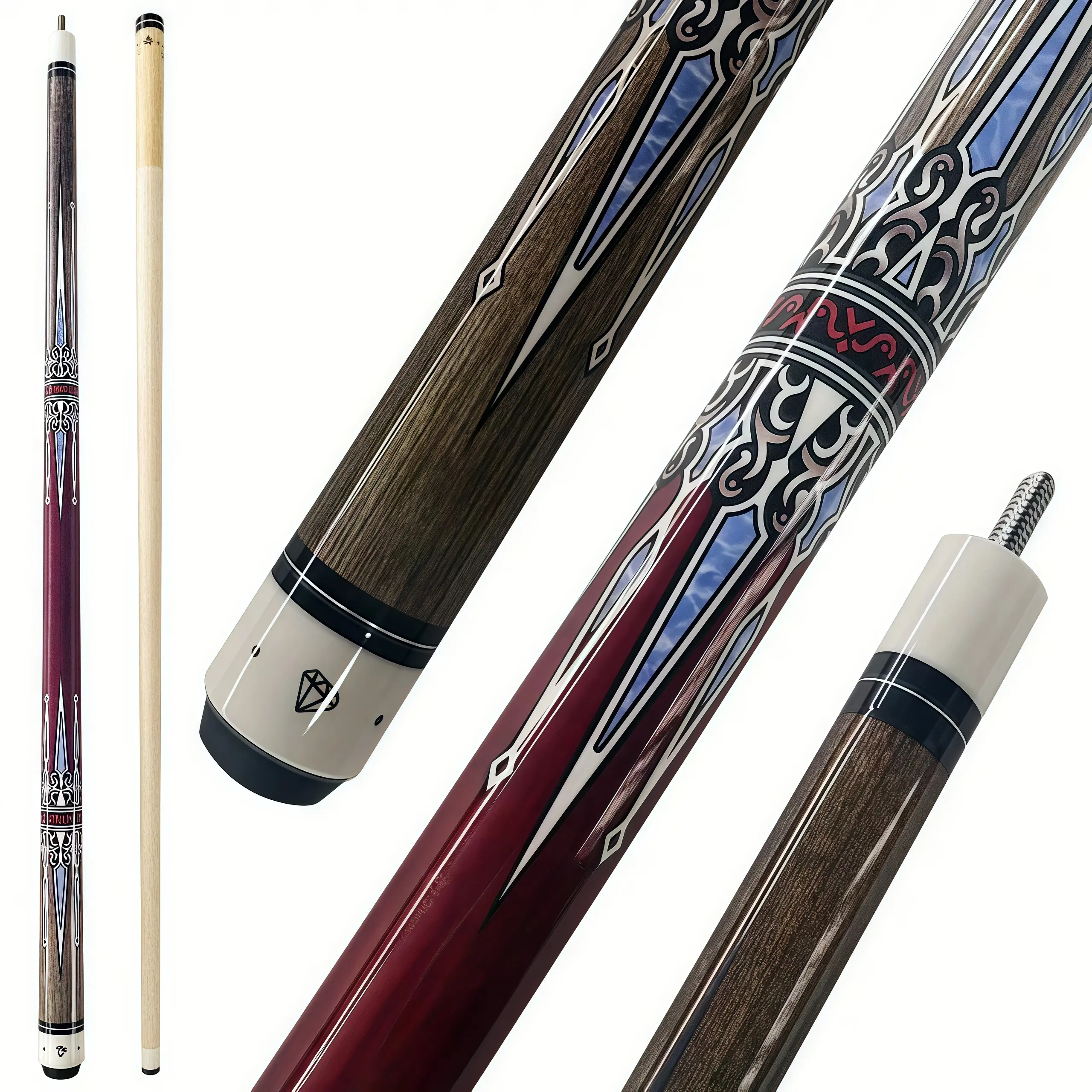 Lynk Cue Pool Cue with a Handcrafted Look, Floral & Marbled Inlays - 58.3in 20oz, 13mm Tip Billiards Stick with Dense Grain Structure for Dads & Couples - Great for Competition or Casual Practice, Canadian Maple, Shock Absorb., Floral Designs, 20 Ounces