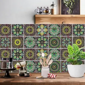 24-Piece Style Self-Wall Tiles, Removable Peel-and-Stick Backsplash, Decorative Wall Stickers for,, Living Room and Home Furnishings,HZ71
