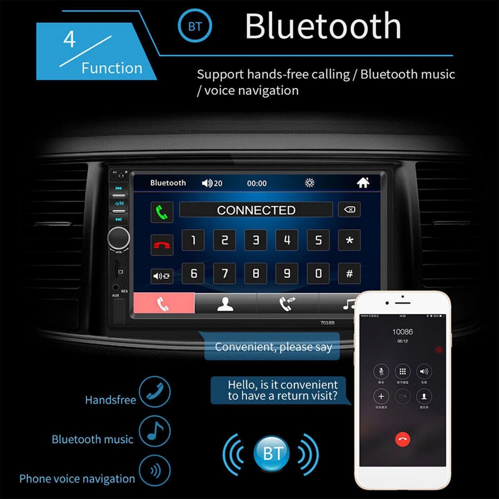 7" Double 2DIN Car Stereo Radio MP5 Player Touch Screen Bluetooth USB AUX TF For Apple & Android