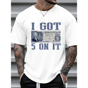 100% Cotton Loose Fit Graphic T-Shirt - "I Got $5 on It" Streetwear Design with Vintage Currency Print, Black Casual Short Sleeve Tee for Casual Attire & Holiday Gifts Shortsleeve Classic