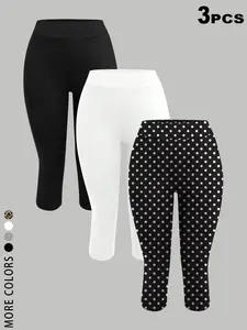 3 PCS High Waist Capri Leggings for Women, Y2K Aesthetic Stretchy Slim Fit Capris, Buttery Soft Casual Workout Pants,2026 Athleisure Outfit,Yoga, Gym, Daily Wear, Running, Shopping, Versatile Minimalist Style for Teen Girls, Gen Z Fitness Lovers