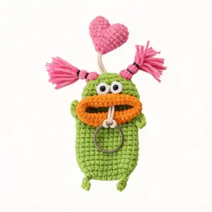 Handmade Crochet Green Monster Phone Bag