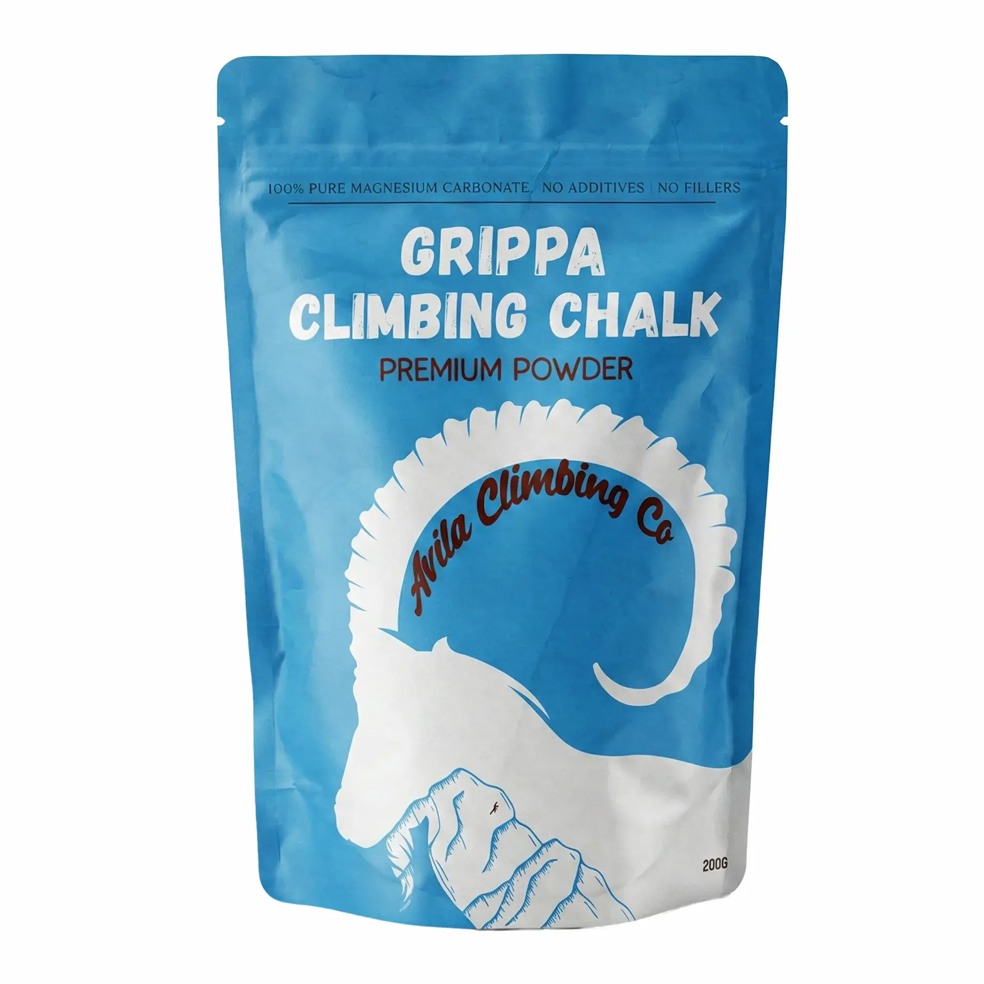 Avila Climbing Co. Climbing Chalk 200g Premium Powder, 100% Magnesium Performance Friction Gymnastics Chalk - Ultra Grip for lifting, Rock Climbing, Gym, Weights & More! Long Lasting & Skin Friendly