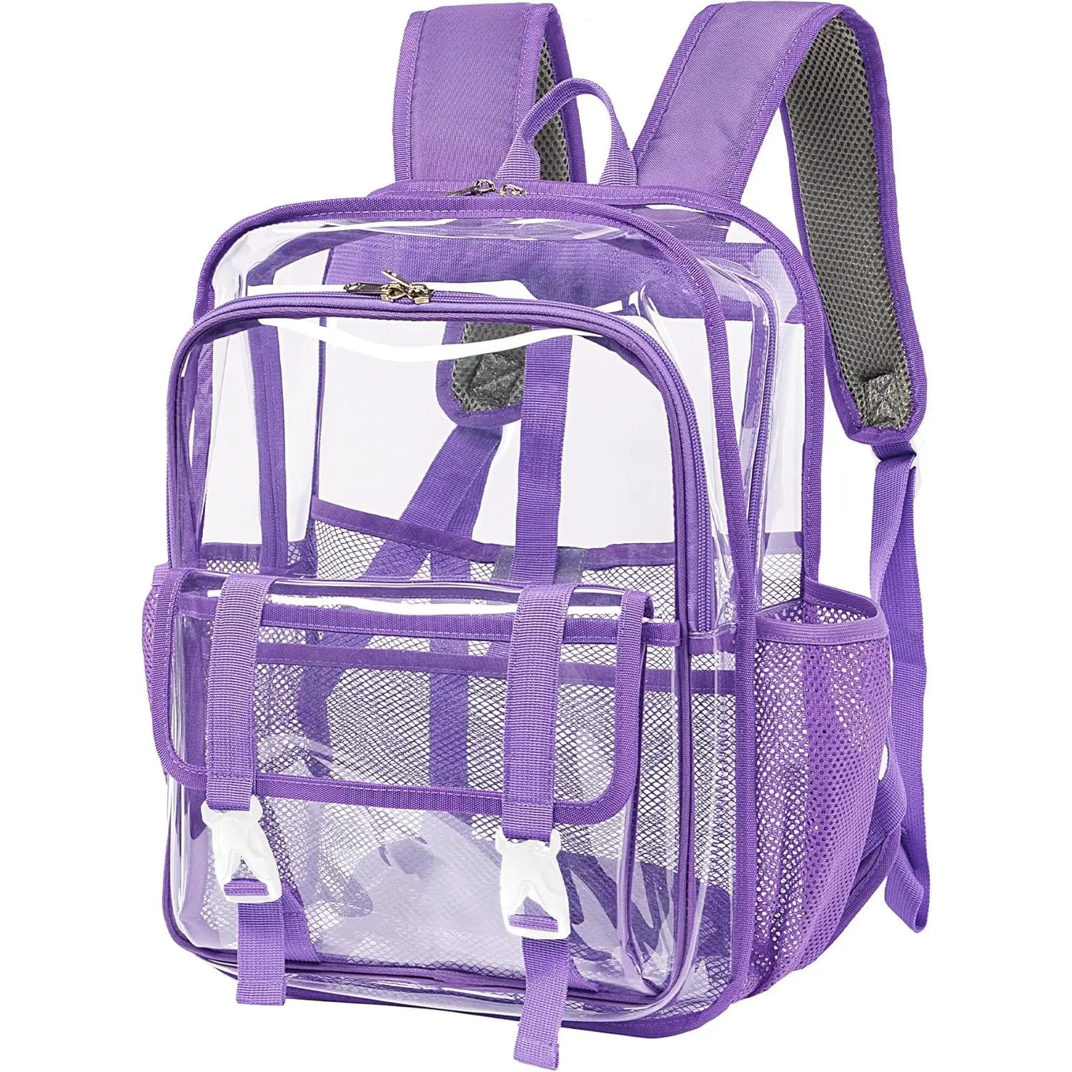 Clear Backpack Clear Bag Stadium Approved Heavy Duty See Through Backpack  University Transparent Backpack,Light Purple