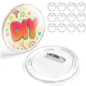 12-Pack 3-Inch Transparent Acrylic Pinback Buttons, DIY Customizable Personalized Blank Photo Badges, Craft Pins for Arts & Crafts Projects