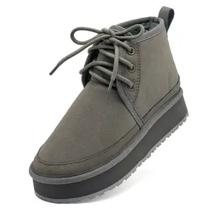 Platform Mini Boots, Women's Ankle Boots with Fur Lining, Winter Boots, Platform Non-Slip Snow Boots, Waterproof Outdoor Classic Lace-Up Boots, Sneakers