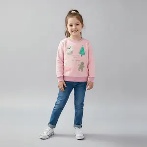 Pink Christmas Sweatshirt for Toddler and Kids Girls - Long Sleeve Crew Neck