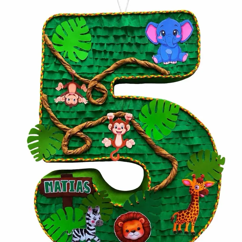 Safari Number Piñata | Personalized Birthday Number | 24 Inch | Custom Party Decoration