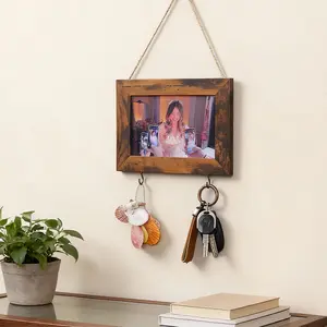 Elegant Key Holder Frame for 4x6 Photos, DIY Wall-Mounted Picture Display Stand (hooks Need Installation), Home Decor Accessory