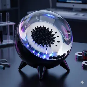Rhythmic Ferrofluid Lamp: Sound-Activated Desk Decor with Dynamic Light Show. Immersive Music Visualizer, Tech-Savvy Home Atmosphere Lighting for Bedroom & Gaming Setup. Smart Gadget Gift Idea. Led Mood Light