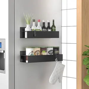 2-Pack Magnetic Spice Rack Organizer for Fridge & Oven Space-Saving Dark Gray Fridge Storage with Strong Hold for Kitchen Organization