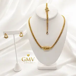 GMV Jewelry Cybex Necklace - Cuban Solid Chain in Two Colors, Non-Tarnish Stainless Steel, Premium Full Set