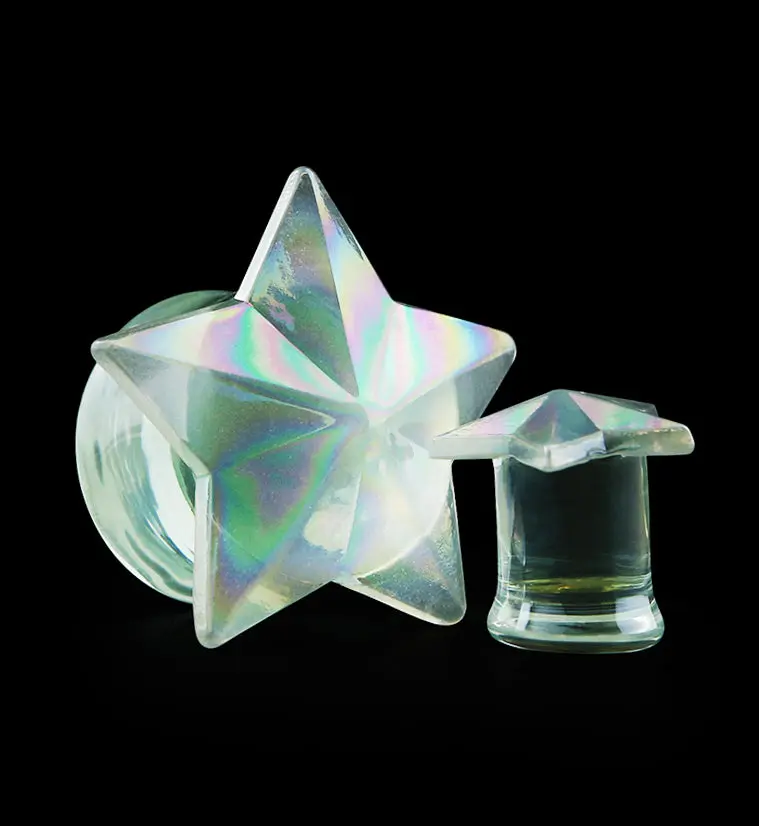 Iridescent Star Glass Plugs Iridescent Star Glass Plugs