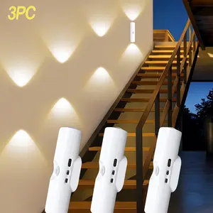 3/4PCS RGB Motion Sensor Light – Stick Anywhere Magnetic LED Night Light, USB Rechargeable for Bedroom, Stairs, Hallway