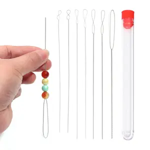 5pcs/Bottle Open Curved Beading Needles Pins Jewelry Making Tools Stainless Steel Needle for Bead Threading Pins DIY Necklace
