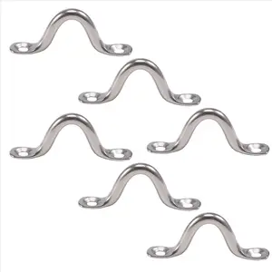 Pack of 6 Stainless Steel Bimini Boat Top PAD EYE , Eye Straps, Tie Down, Kayak Deck Loops, Tie Down Anchor Point, footman's loop FOR Kayak Canoe Rigging