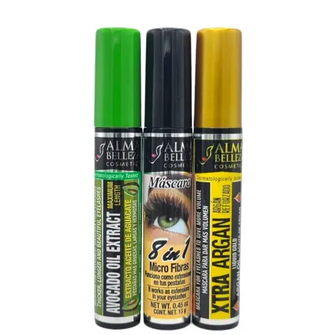 Alma Belleza Cosmetics 8-in-1 Extend & Volume Thick Mascara - Regular Edition, 0.45 fl oz Single Tube, XTRA Argan Oil, Bergamot Oil, Intense Darkness, Waterproof, Nourishing, Dramatic Lashes, Youth-Boosting, Contains Neither Cyclomethicone, Makeup, Single