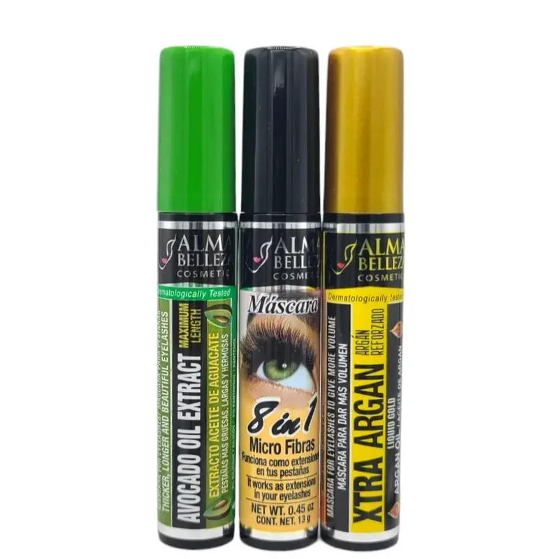 Alma Belleza Cosmetics 8-in-1 Extend & Volume Thick Mascara - Regular Edition, 0.45 fl oz Single Tube, XTRA Argan Oil, Bergamot Oil, Intense Darkness, Waterproof, Nourishing, Dramatic Lashes, Youth-Boosting, Contains Neither Cyclomethicone, Makeup, Single