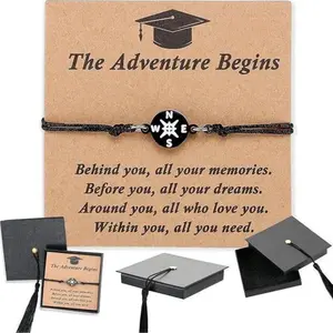 2026 Graduation Unisex Adjustable Compass Bracelet, Braided Rope & Alloy Material, Inspirational Themed Design, For High School College Students Graduation Gift & Daily Wear