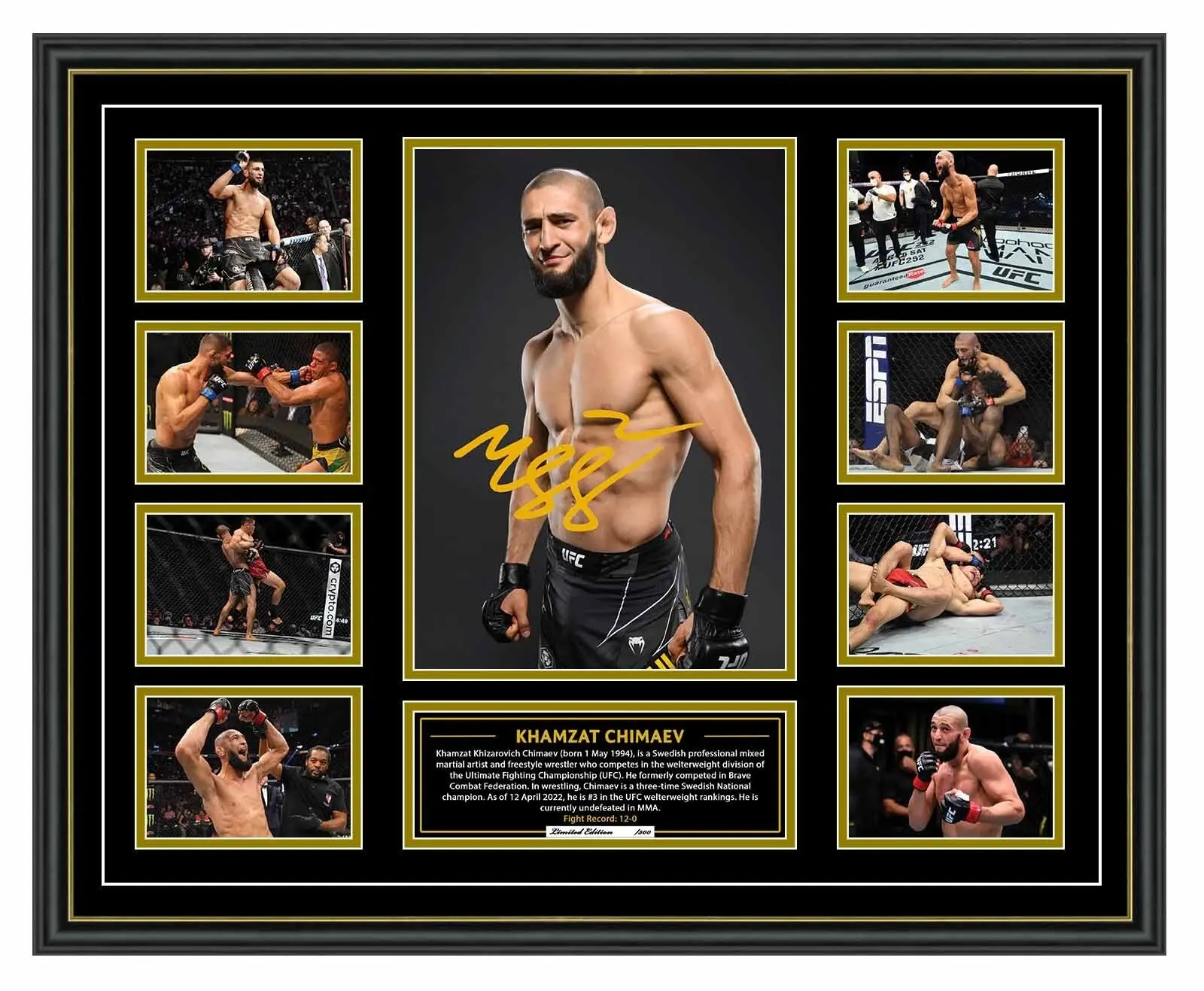 Khamzat Chimaev Ufc Signed Photo Poster Limited Edition ( Unframed - Print Only )