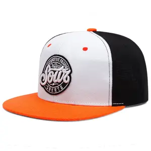 SOWT circular logo letter embroidery Flat edge hat for men women Adjustable color blocked hip-hop hat