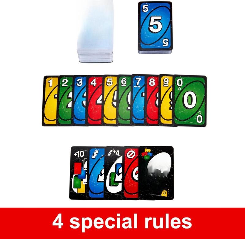 UNO Show 'em No Mercy Card Game for Kids Adults & Family Parties Travel with 56 Extra Cards Special Rules Tougher Penalties USA Edition