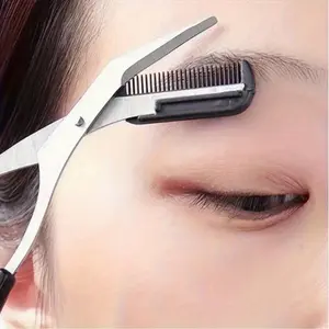 Safe Eyebrow Trimmer Makeup Tools Stainless Steel Eyebrow Scissors with Comb Hair Removal Shaver Eyebrows Shaping Makeup tools